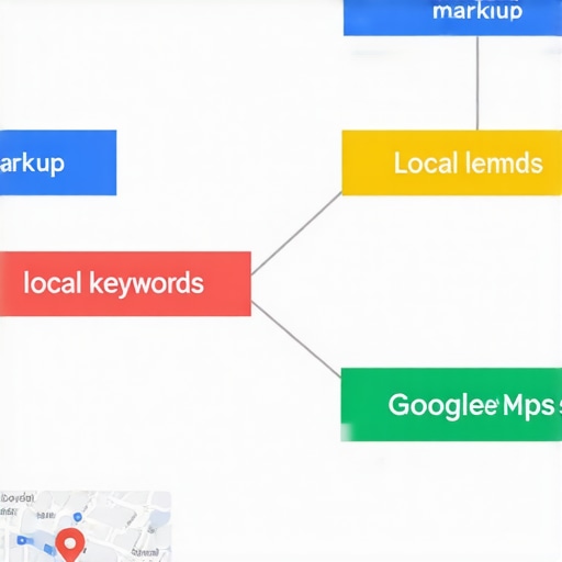Diagram illustrating schema markup integration with local keywords for Google Maps ranking