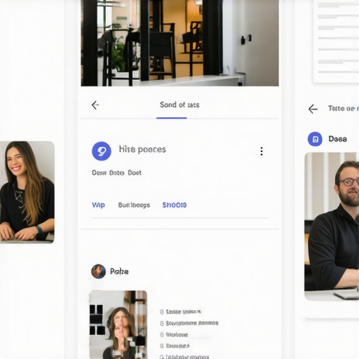 Business owner working on Google My Business profile on a laptop with photos and updates.