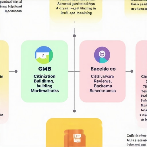 Infographic showing steps to optimize Google My Business, citations, reviews, backlinks, and monitoring for local pack ranking.