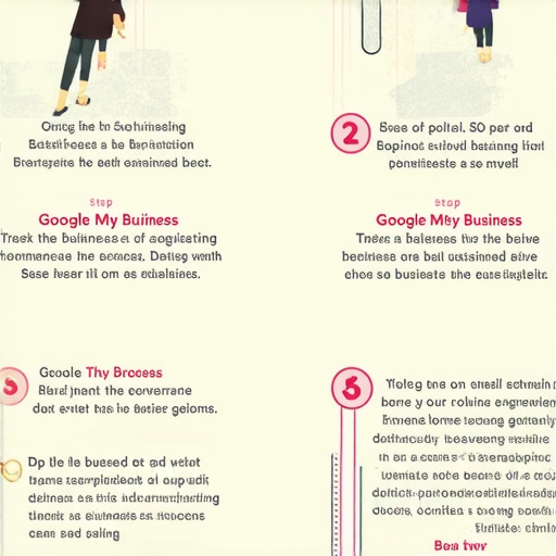 Infographic illustrating key steps for optimizing Google My Business for better local search rankings.