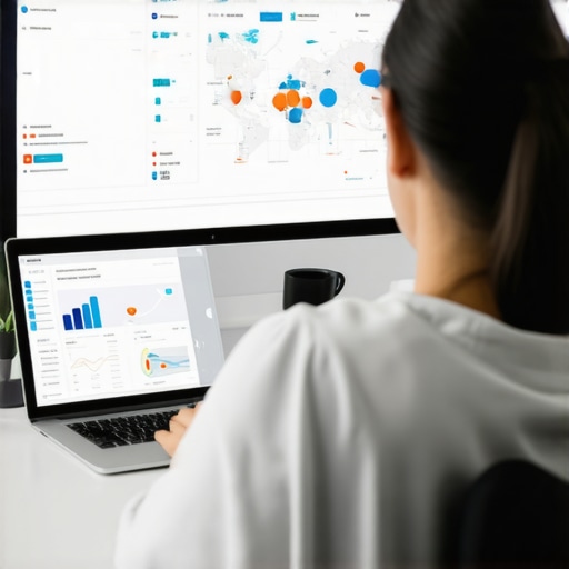 Person analyzing Google Maps ranking data and SEO tools on a computer