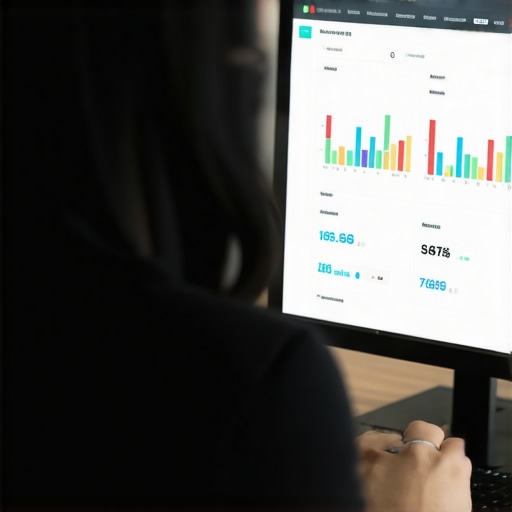 Person analyzing local SEO data on a computer screen with graphs and charts.