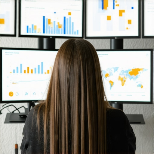 Person reviewing local SEO analytics on computer screens with maps and charts