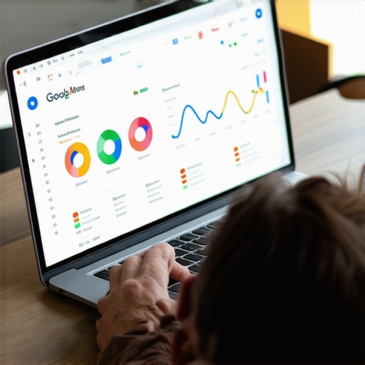 Person reviewing Google My Business metrics on a laptop.