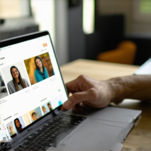 Business owner optimizing Google My Business profile on laptop