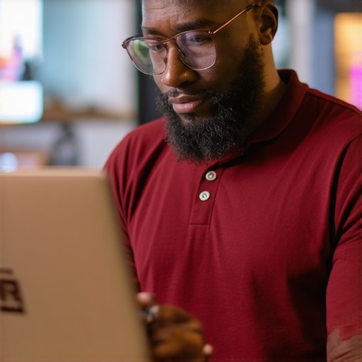 Business owner carefully editing their Google My Business listing on a laptop to improve local search rankings