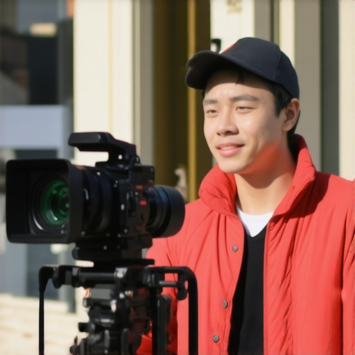 Customer recording a testimonial video outside a shop