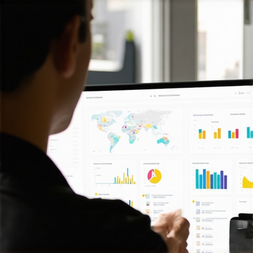 Person analyzing local SEO data and maps on a computer with detailed charts