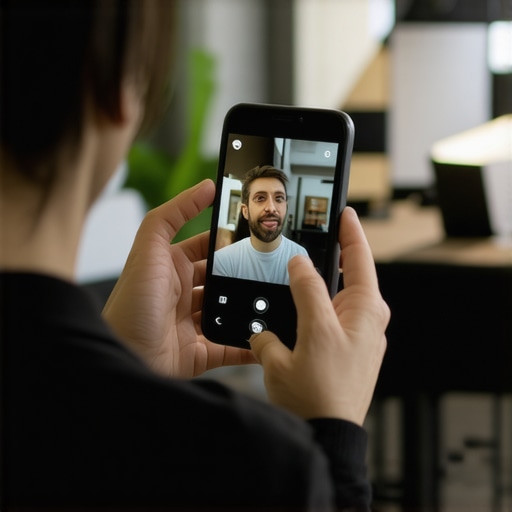 Customer filming testimonial video in a store