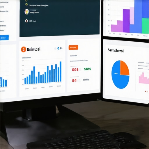 Screenshot of SEO tools with analytics data on a computer screen.