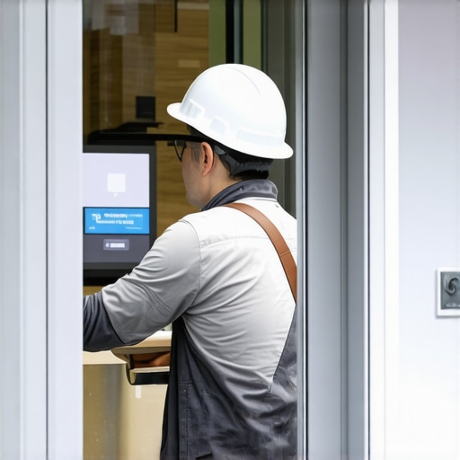 Technician installing sensors to track pedestrian traffic for improved Google Maps ranking.