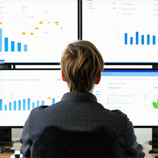 Person analyzing local SEO data on screens to maintain Google My Business rankings.