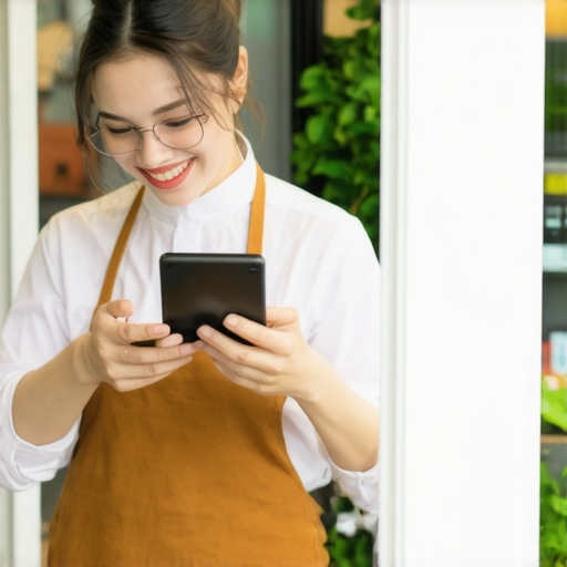 Business owner capturing live interaction with customers to boost GMB visibility