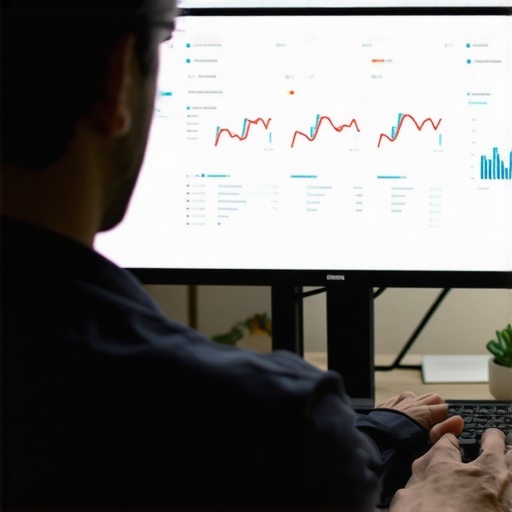 Person reviewing Google My Business analytics dashboard with various performance metrics