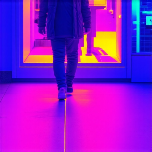 Infrared sensors monitoring pedestrian movement outside a store.